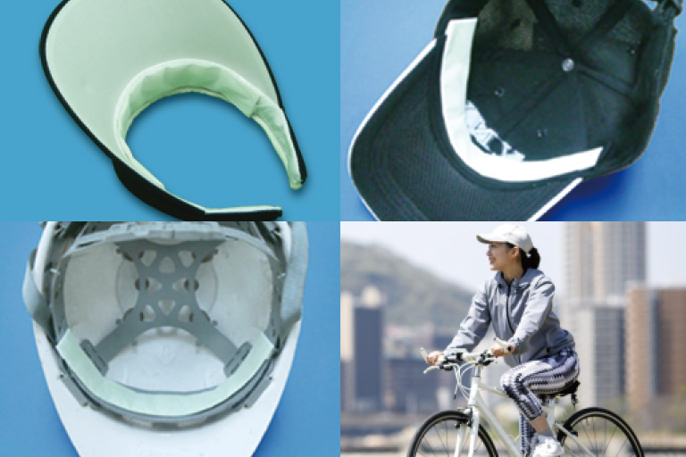 色々な帽子、ヘルメットに貼り付けたイメージ